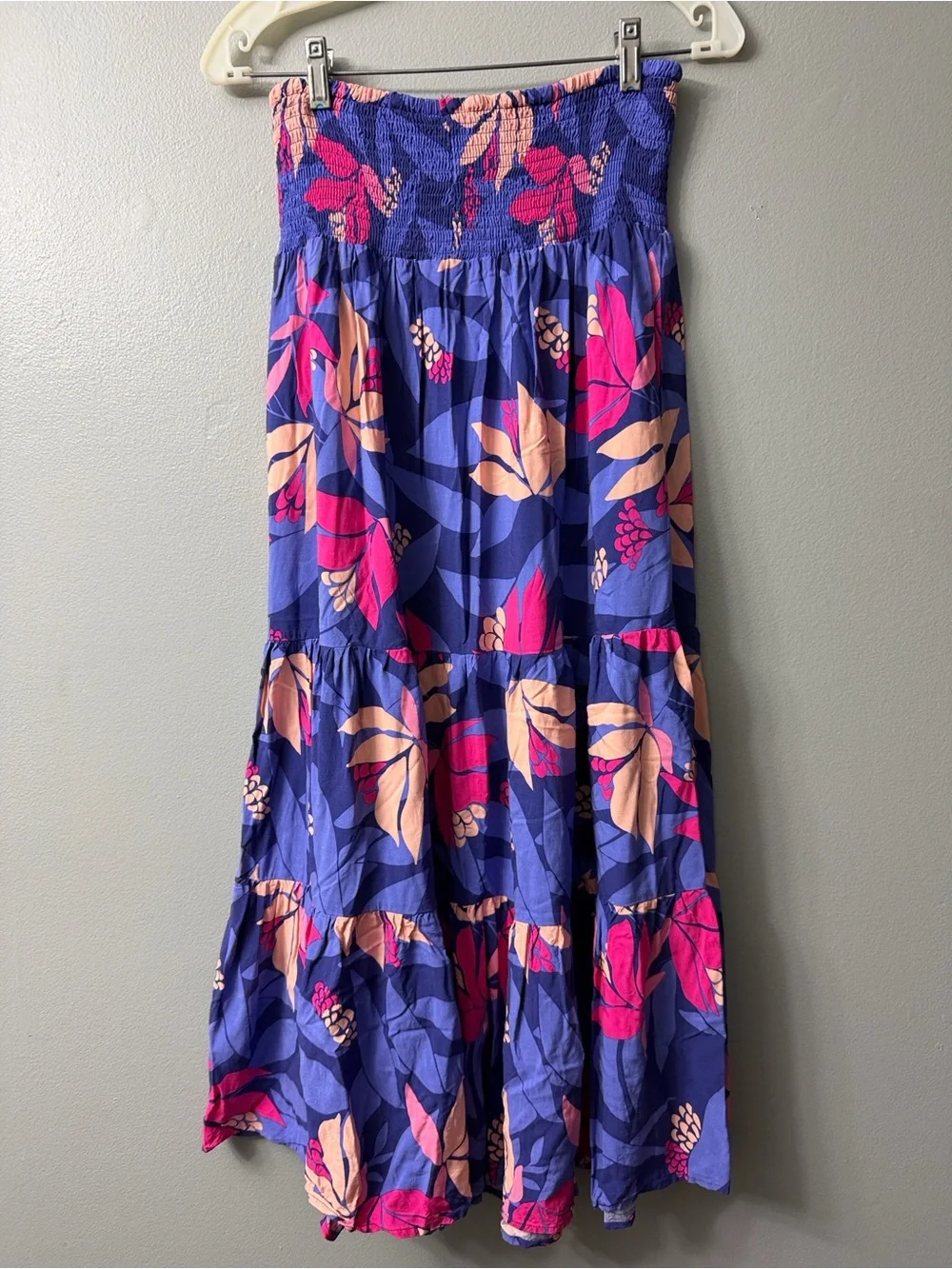 Floral Tiered Dress/Maxi Skirt in Purple and Pink